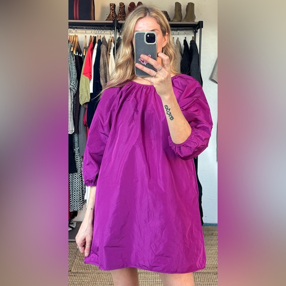 NWT Wilfred Aritzia Oversized Cava Purple Fuchsia Luminous Violet Trapeze Dress - Picture 5 of 17